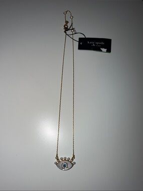 NWT Kate Spade Gold-Tone Evil Eye Necklace with Pearl Accents